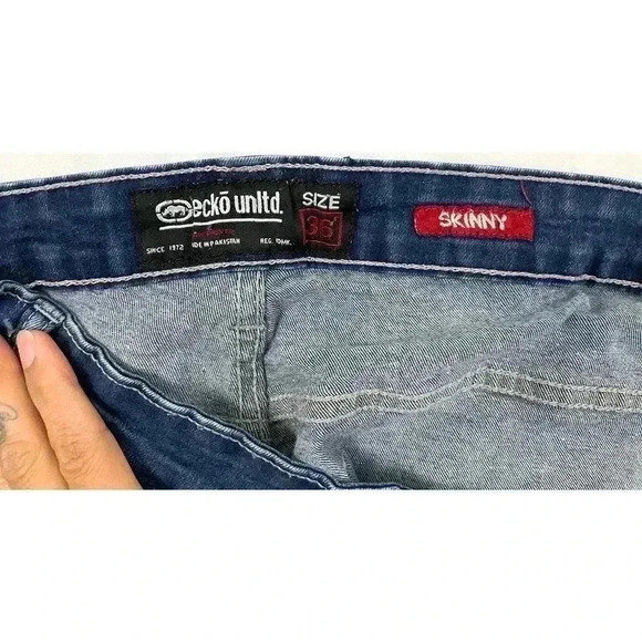 Ecko Unltd Blue Denim Skinny Jeans Sz 36 Stretch Men's - Picture 6 of 12